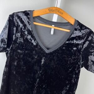 Z Supply Black Velvet Top Tee Womens S Short Sleeve Whimsigoth Witchy